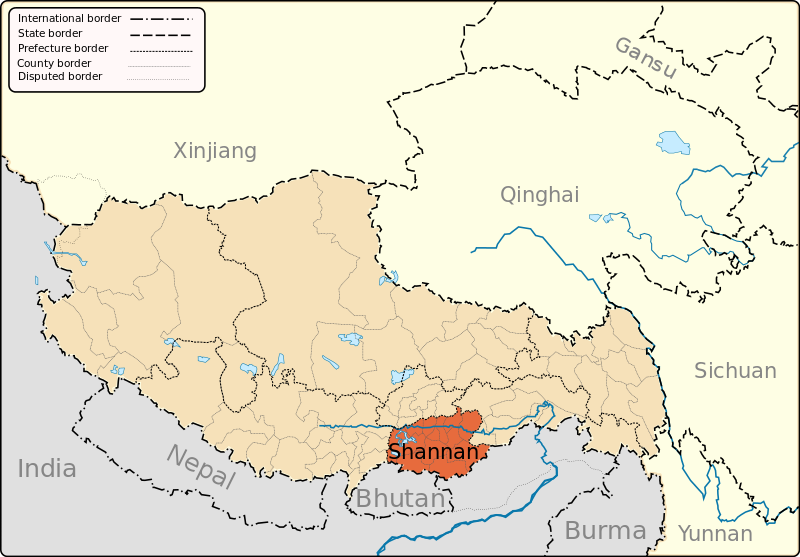 山南市在西藏自治区的地理位置